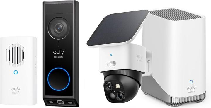 Produktbild eufy Security S340 SoloCam - 360Â° buitencamera + HomeBase 3 + E340 deurbel incl Gong- (2560 x 1440 Pixels)