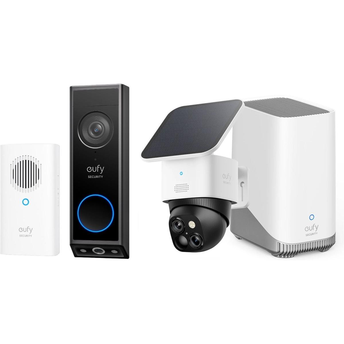 eufy Security S340 SoloCam - 360Â° buitencamera + HomeBase 3 + E340 deurbel incl Gong-, Telecamera di rete, Nero