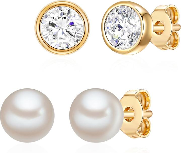 Image du produit Rafaela Donata Femme argent sterling orné de cristaux Swarovski® perle d'eau douce de culture or jaune - 12514 (Argent Sterling)