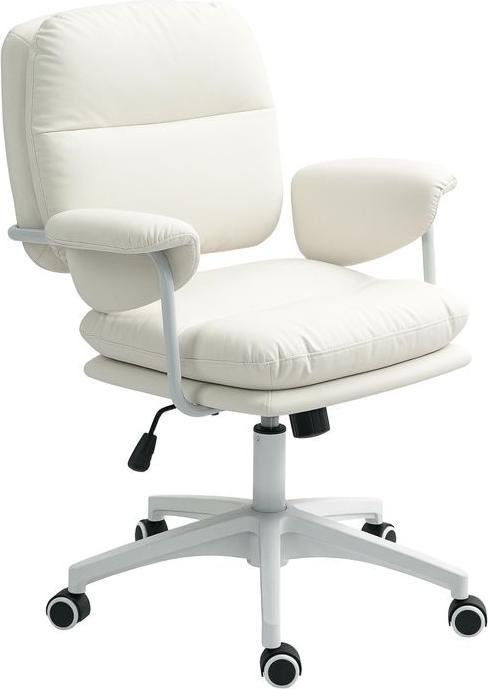 Produktbild Swisshandel24 Bürostuhl mit Kippfunktion, gepolstert Schreibtischstuhl höhenverstellbar Weiss (49 - 59 cm)