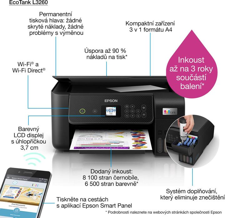Actual product image Epson L3260 Inkjet DPI WLAN (Ink, Colour)