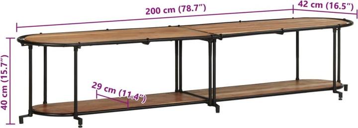 Immagine prodotto vidaXL Mobile TV Mobile TV basso Tavolo TV in legno massiccio di acacia (200 x 42 x 40 cm)
