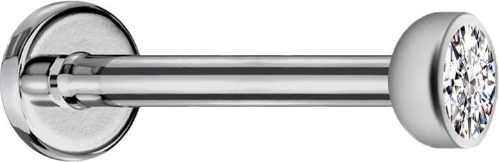 Produktbild Star Piercing Micro Labret Innengewinde silber mit Halbkugel Kristall silber (ohne Messing, Titan G23)