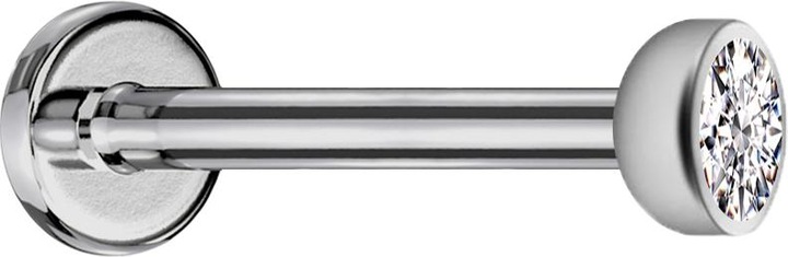 Actual product image Star Piercing Micro Labret internal thread silver with hemisphere crystal silver (without brass, Titanium G23)