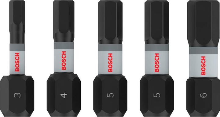 Bosch Professional Zubehör PRO Hex Impact Bit, H3, H4, H5(x2), H6, 25 mm, 5 pcs. (Clé Allen)