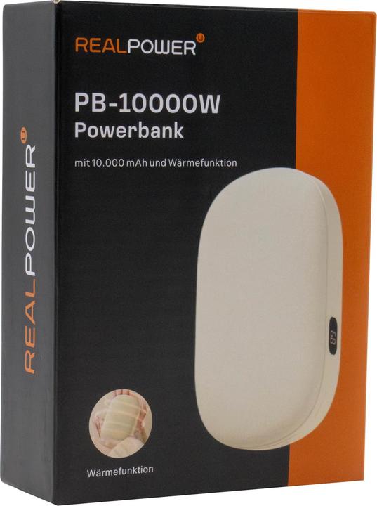 Actual product image RealPower Powerbank PB-10000W,10000 mAh,beige,Wärmefunktion (10000 mAh)