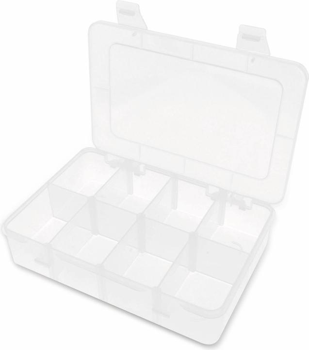 Actual product image Pollin Electronic Sortimentsbox, 185x125x42, 8 Fächer, variabel, PP, transparent