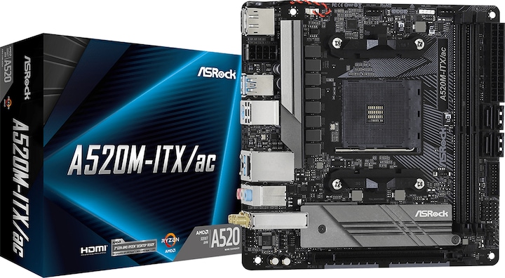 Productafbeelding AsRock A520M-ITX/ac (AM4, AMD A520, Mini-ITX)