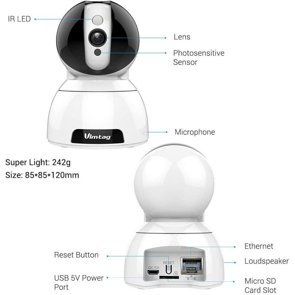 Thumbnail - Vimtag CP3(4M)-AI Smart Cloud IP Camera, 4M sensor, 2624*1512, Pan,Tilt, Zoom, Wifi & LAN (2624 x 1512 Pixels), Netzwerk...