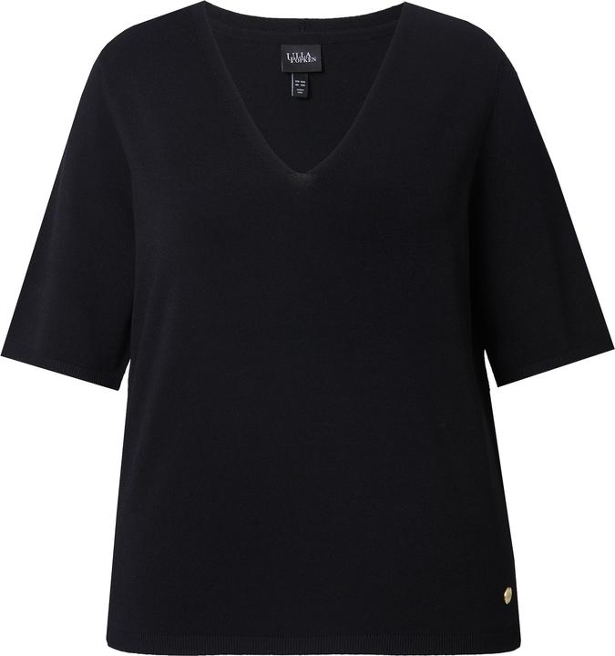 Produktbild Ulla Popken Pullover, elastischer Saum, V-Ausschnitt, Halbarm (42, 44)