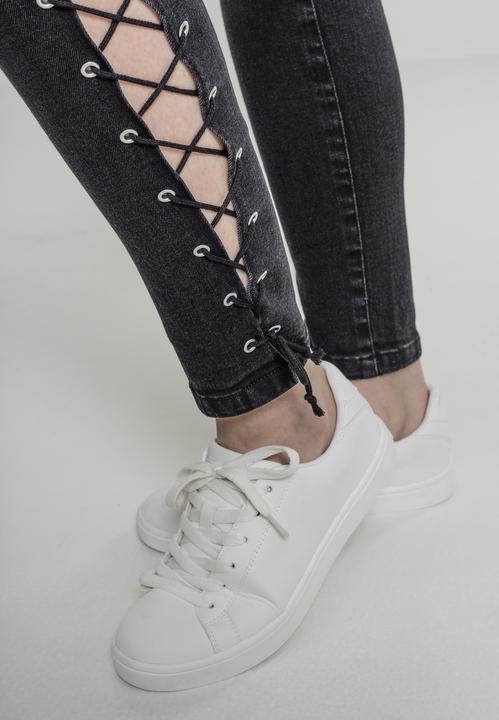 Actual product image Urban Classics Ladies Denim Lace Up Skinny Pants (28)