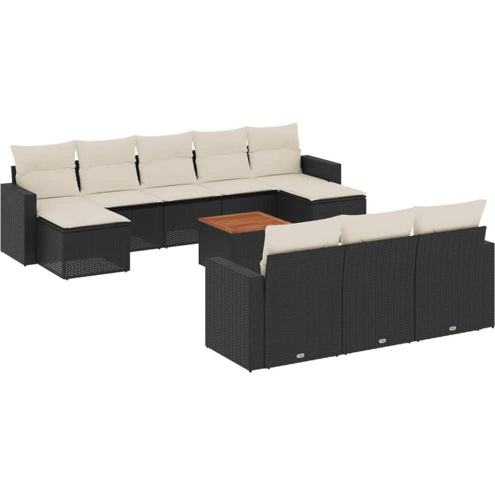 VidaXL, Gartenlounge, Gartenmöbel Sofa Garnitur Lounge Sitzgruppe 11-tlg. Schwarz Poly Rattan