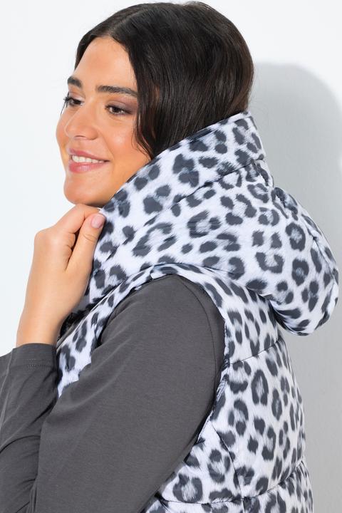 Image du produit Ulla Popken Doudoune matelassée HYPRAR sans manches, matière déperlante recyclée, motif léopard (58)
