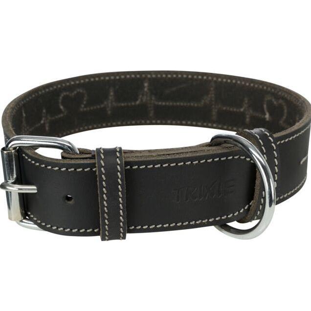 Trixie Rustic Fettleder-Halsband Heartbeat (M, Hund, Hundesport), Halsband + Leine