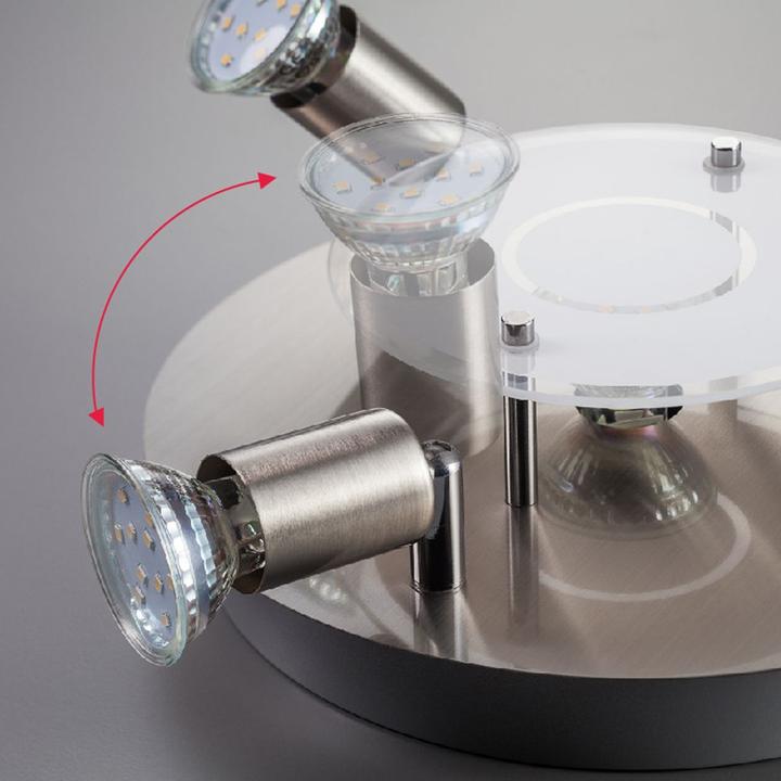 Actual product image B.K.Licht LED ceiling light, matt nickel, 4xLED/GU10/3W (250 lm, GU10)