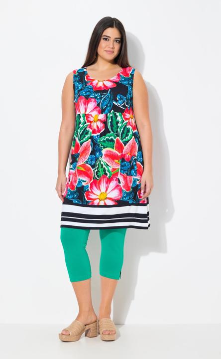 Image du produit Ulla Popken Robe courte en jersey, sans manches. Silhouette en A évasée. Décolleté rond et imprimé cachemire. (46, 48)
