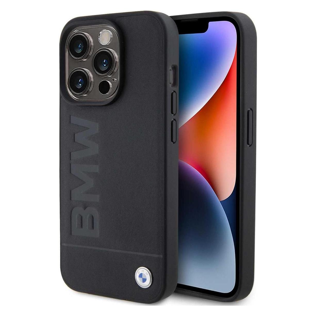 Bmw BMHCP15XSLLBK IPhone 15 Pro Max 6.7" Czarny/black Leather Hot Stamp (Apple IPhone 15 Pro Max), Smartphone Hülle, Schwarz