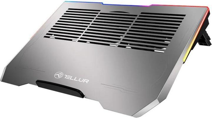 Actual product image Tellur Cooler laptop Shade 17, 3 fans, RGB LED, USB, USB-C, Aluminum grey