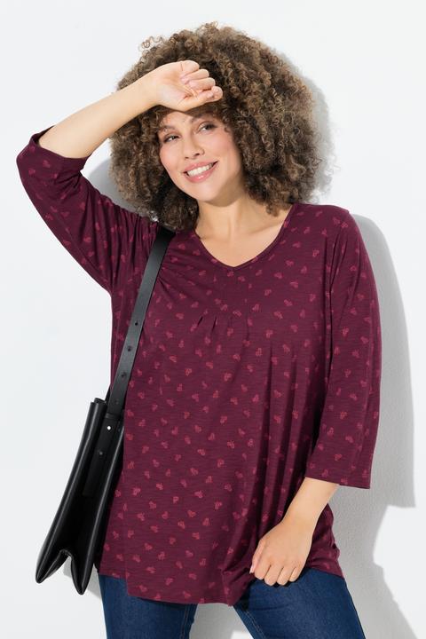 Immagine prodotto Ulla Popken Maglia dal taglio svasato con fiori, scollo a V e maniche a 3/4 (46, 48)