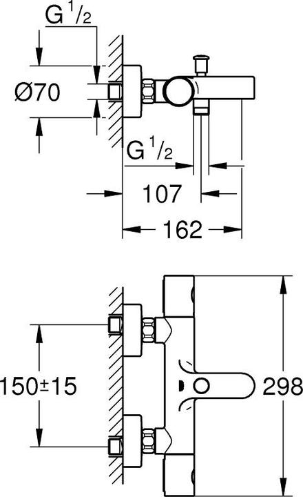 Produktbild Grohe Badewannenarmatur mit Thermostat Precision Get chrom 34774000