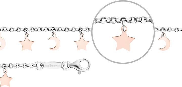 Immagine prodotto Der Kettenmacher Bracciale Luna e Stella Bicolore (16 cm, Argento)
