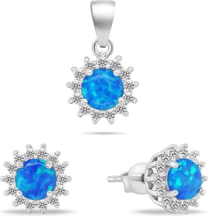 Immagine prodotto Brilio Argento - Bellissima parure di gioielli in opale SET247WB (orecchini. ciondolo)