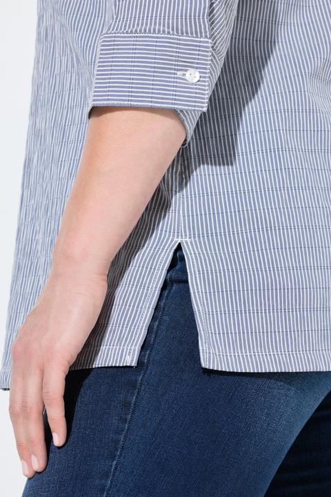 Actual product image Ulla Popken Textured Stripe Button Front Stretch Blouse (60)