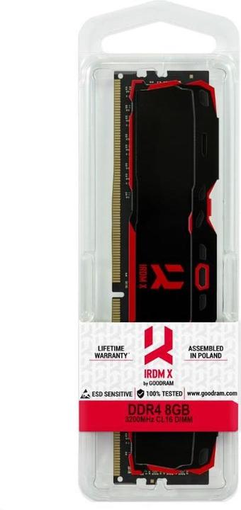 Produktbild Goodram IRDM X Speichermodul 8 GB 1 x 8 GB DDR4 3200 MHz (1 x 8GB, 3200 MHz, DDR4-RAM, DIMM)