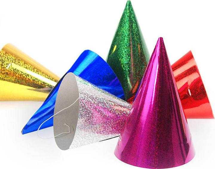 Produktbild Partydeco Holographic party hats, mix, 16cm (1 pkt / 120 pc.) (120 Stück)