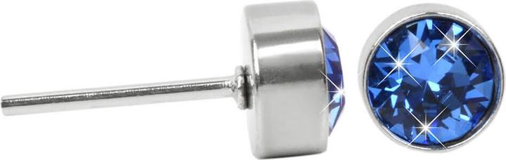 Levien - Beautiful steel earrings Chaton Sapphire (Acier inoxydable)