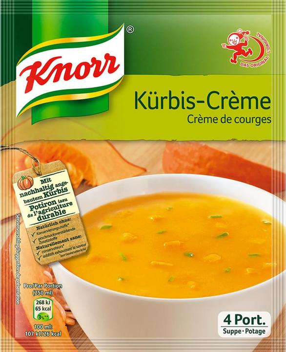 Image du produit Knorr Potage à la crème de potiron en sachet, extra-crémeux avec morceaux de potiron, facile à préparer (1000 ml)