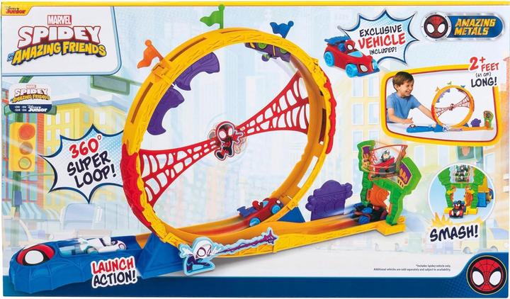 Actual product image Spiderman Spidey 61cm looping race track with exclusive diecast vehicle
