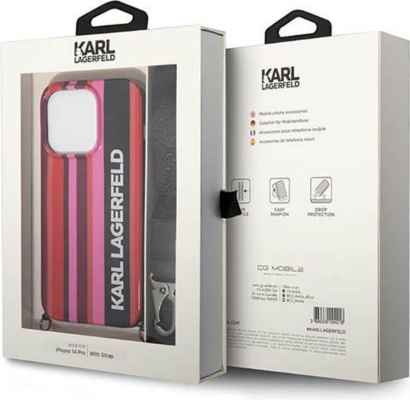 Actual product image Karl Lagerfeld KLHCP14XSTSTP iPhone 14 Pro Max 6.7" hardcase różowy/pink Color Stripes Strap (Apple iPhone 14 Pro Max)