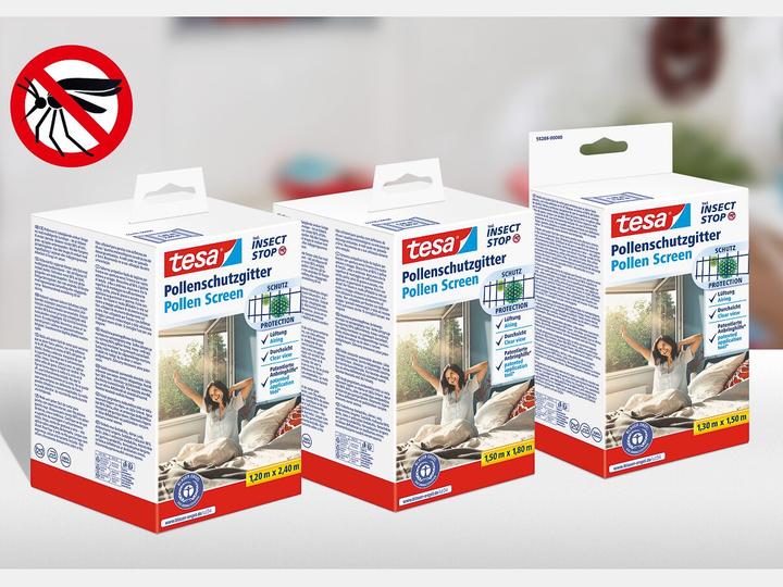Produktbild tesa Pollenschutzgitter, für Allergiker, zuschneibar inkl. selbstklebendem Klettband (120 x 240 cm)