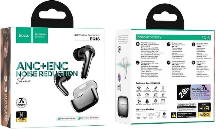 Actual product image Hoco Bluetooth headphones chrome effect (ANC, 7 h, Wireless)