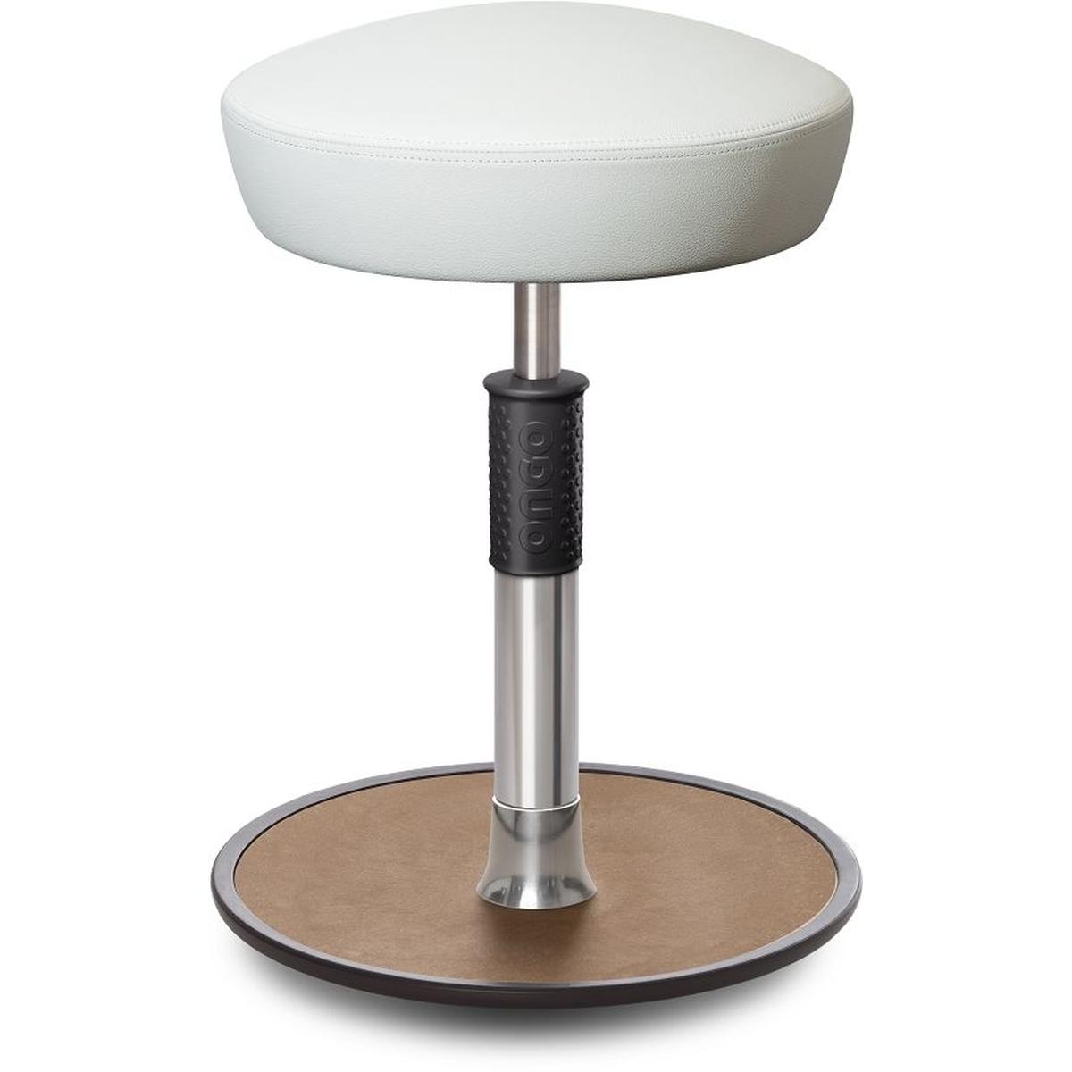 Ongo, Bürostuhl, Sitz- Stehhocker Free Regular Hutsitz Boxmark Leder Weiss chrom /Natur