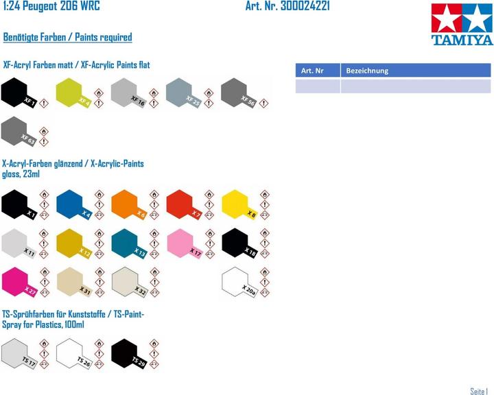 Produktbild Tamiya 1:24 Peugeot 206 WRC