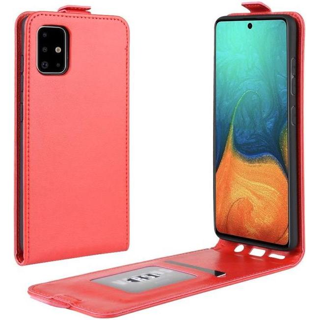 MU Classic Leder Flipcase Hülle (Samsung Galaxy A71), Smartphone Hülle, Rot