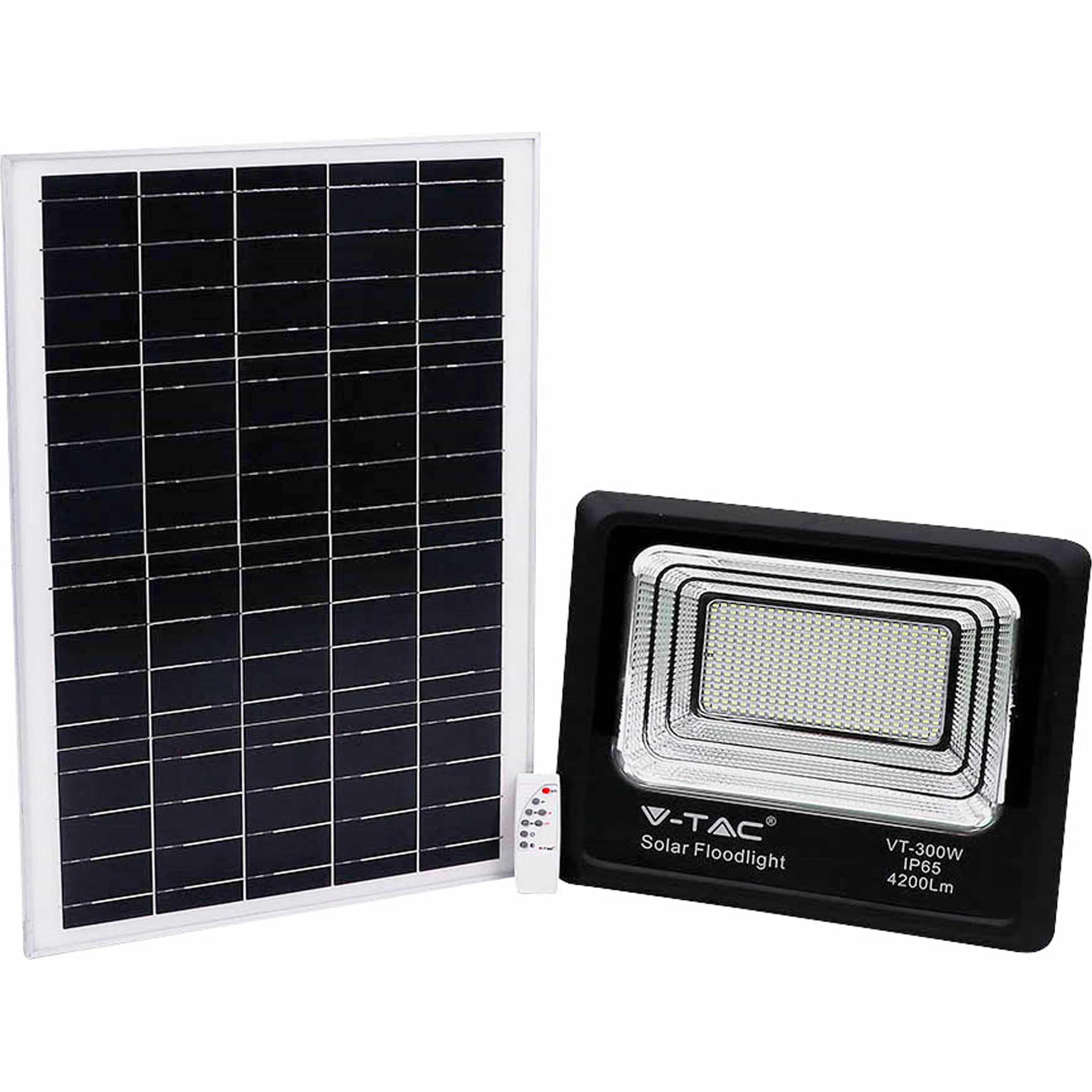 V-TAC, Fassadenbeleuchtung, VT300W 50W Solarpanel LEDFlutlicht 6000K (4200 lm)