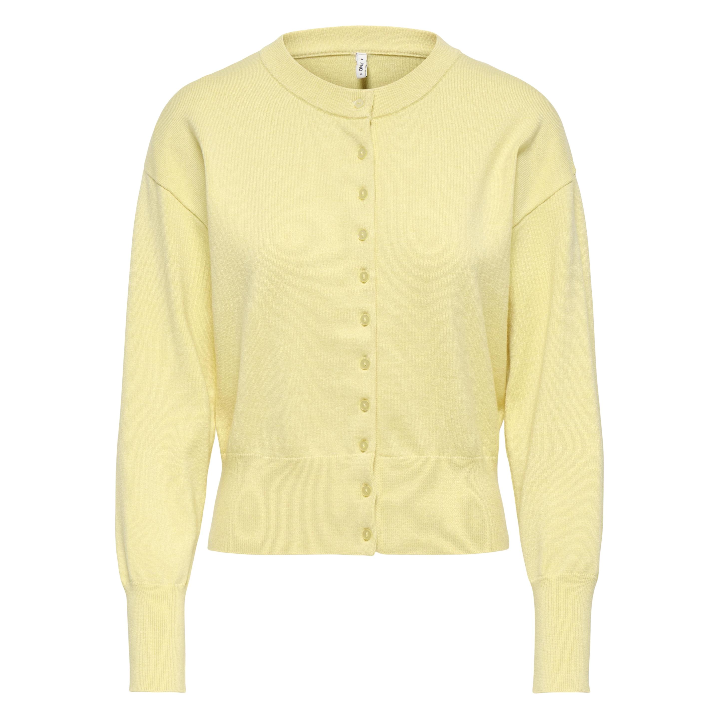 Only, Damen, Pullover, Onlmio Ls O-Neck Button Cardigan Ex Knt, Beige, Gelb, (M)