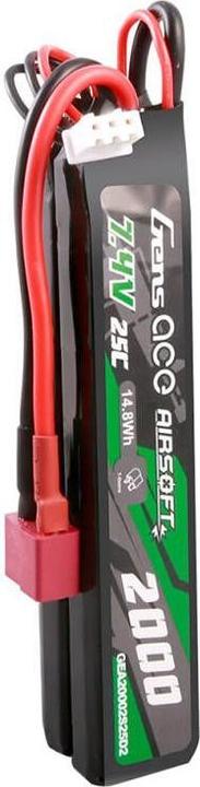 Produktbild Gens Ace 25C 2000mAh 2S2P 7.4V Saddle Airsoft Gun Lipo Battery with Mini Deans(T) Plug (7.40 V, 2000 mAh)