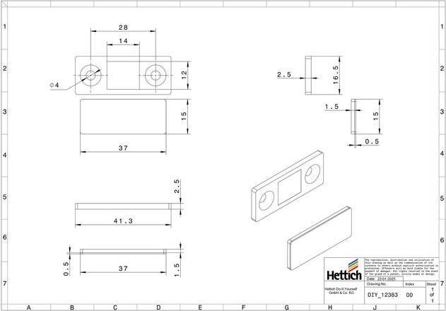 Actual product image Hettich Aufschraub-Magnet 42 x 16 mm
