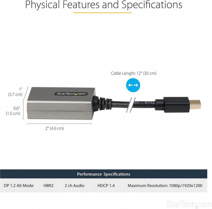 Produktbild StarTech .com Mini DisplayPort auf HDMI Adapter (Mini DP, HDMI, 38.70 cm)