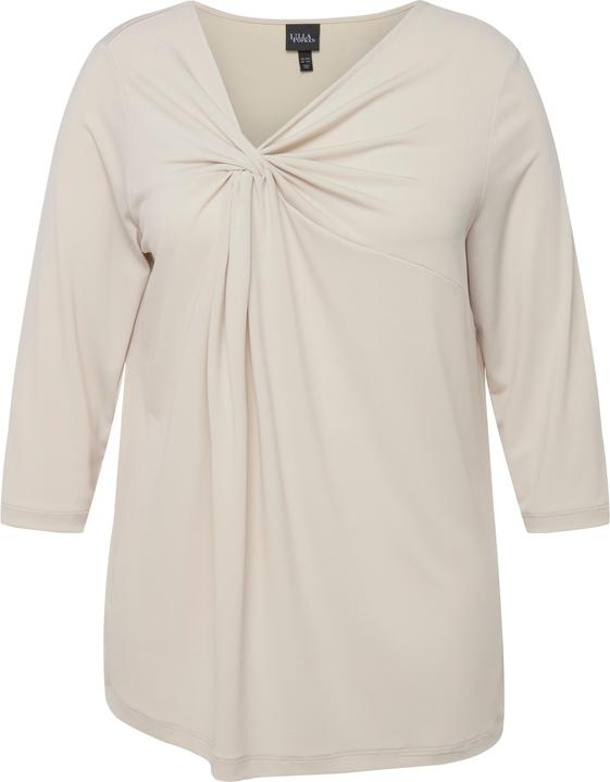 Actual product image Ulla Popken Knot Front 3/4 Sleeve V-Neck Tee (46, 48)