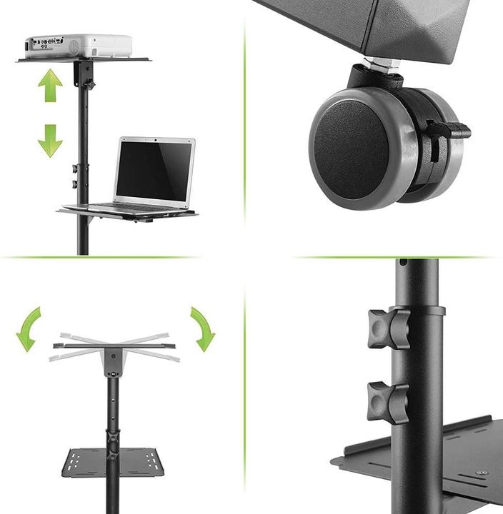 Image du produit Techly Uchwyt do projektorów Wózek Stolik Prezentacyjny do Projektora i Notebooka Mobilny