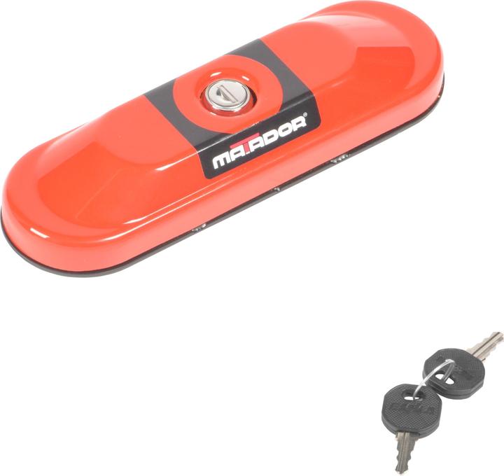 Actual product image Matador Load compartment lock Bull-Lock Oval stainless steel, powder-coated Door opening side red
