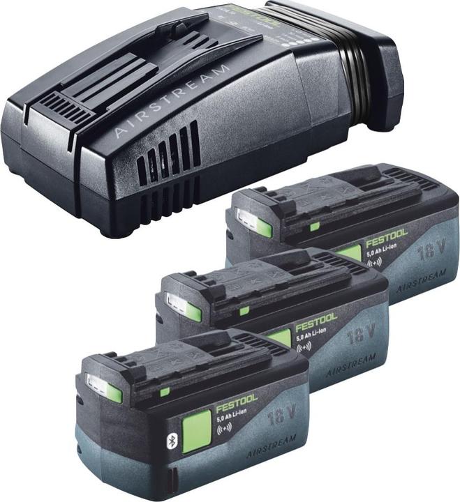 Image du produit Festool Set Énergie : 3x Batteries BP 18 Li 5,0 ASI EU 5,0Ah 18V + Chargeur SCA 16 10,8V-18V (3x (18 V)