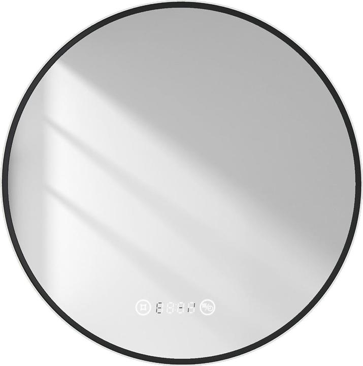 Produktbild Emke Badspiegel mit Beleuchtung Φ70cm, Beschlagfrei, Temperatur und Uhr, Kaltweiss(6500K), Dimmbar. Gold (80 x 60 cm)