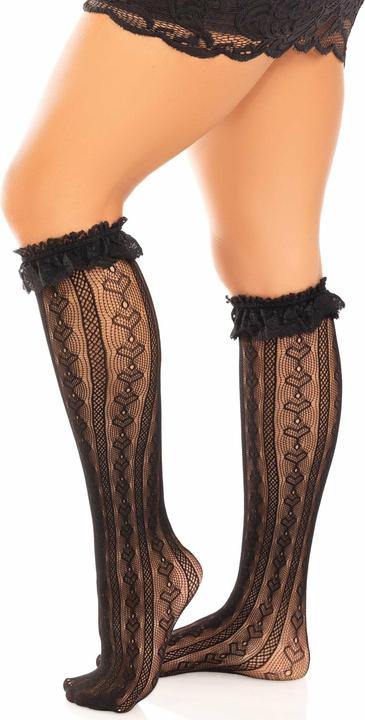 Produktbild Leg Avenue Kniestrümpfe Mit Rüschen Schwarz (One Size)