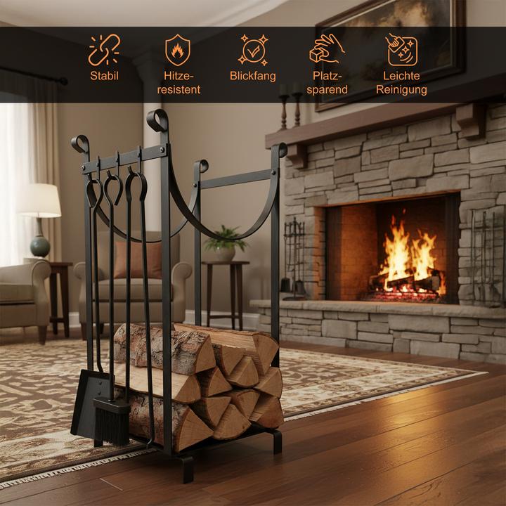 Image du produit Relaxdays Support à bois de cheminée, accessoires